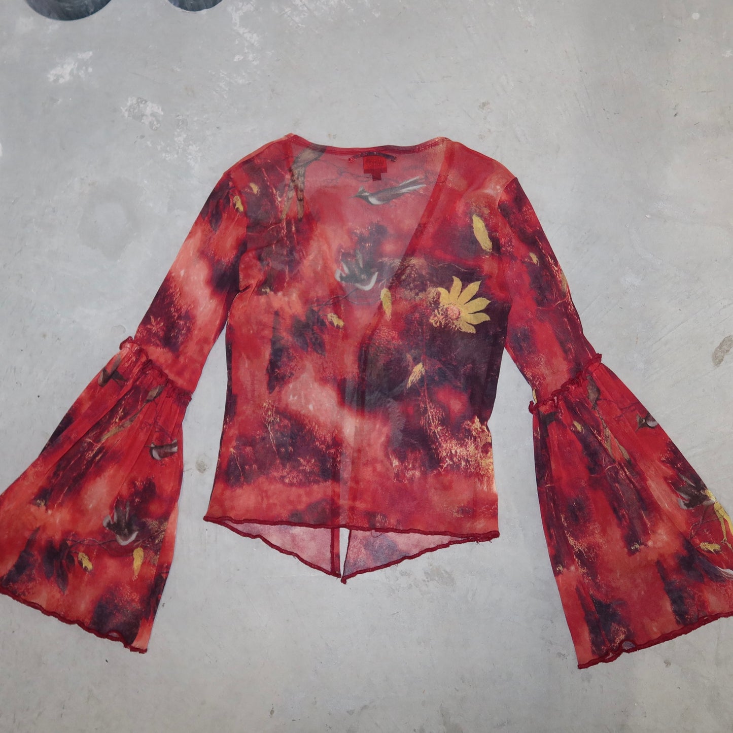 Jean Paul Gaultier Flare Sleeve Mesh Top