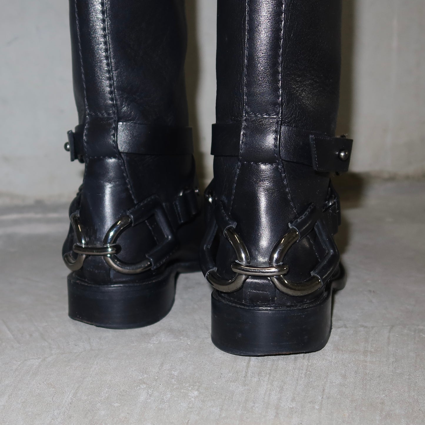 Celine Black Leather Horse-Bit Boots (37)