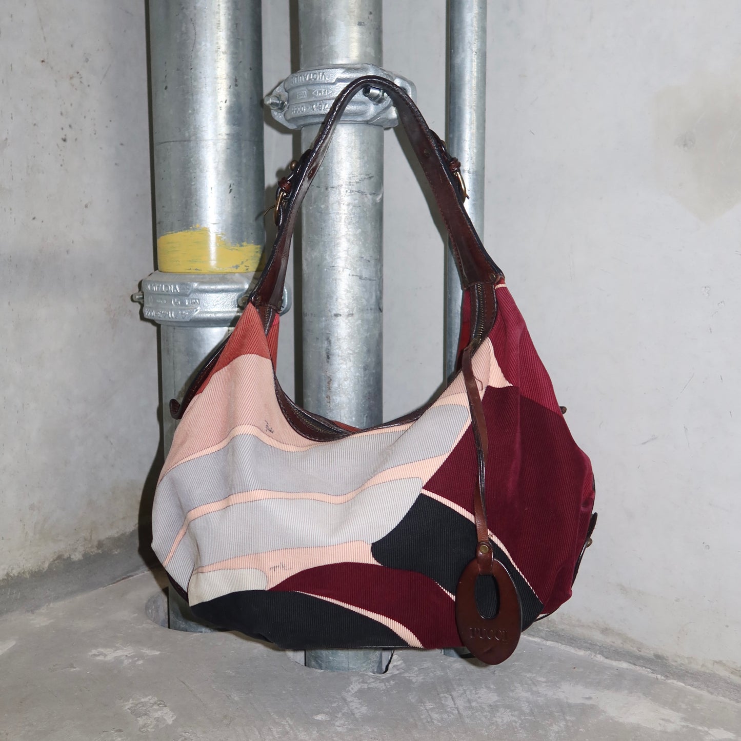 Emilio Pucci Corduroy Printed Hobo Bag