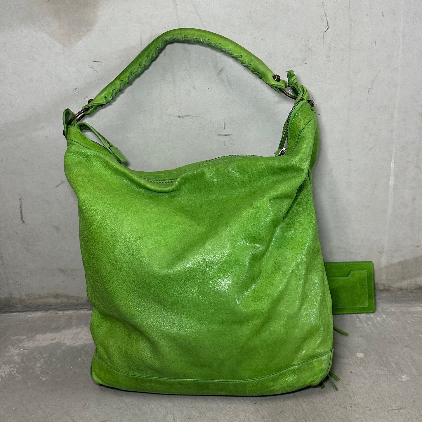 Balenciaga Rare Apple Green 'Day Editor' Motorcycle Bag