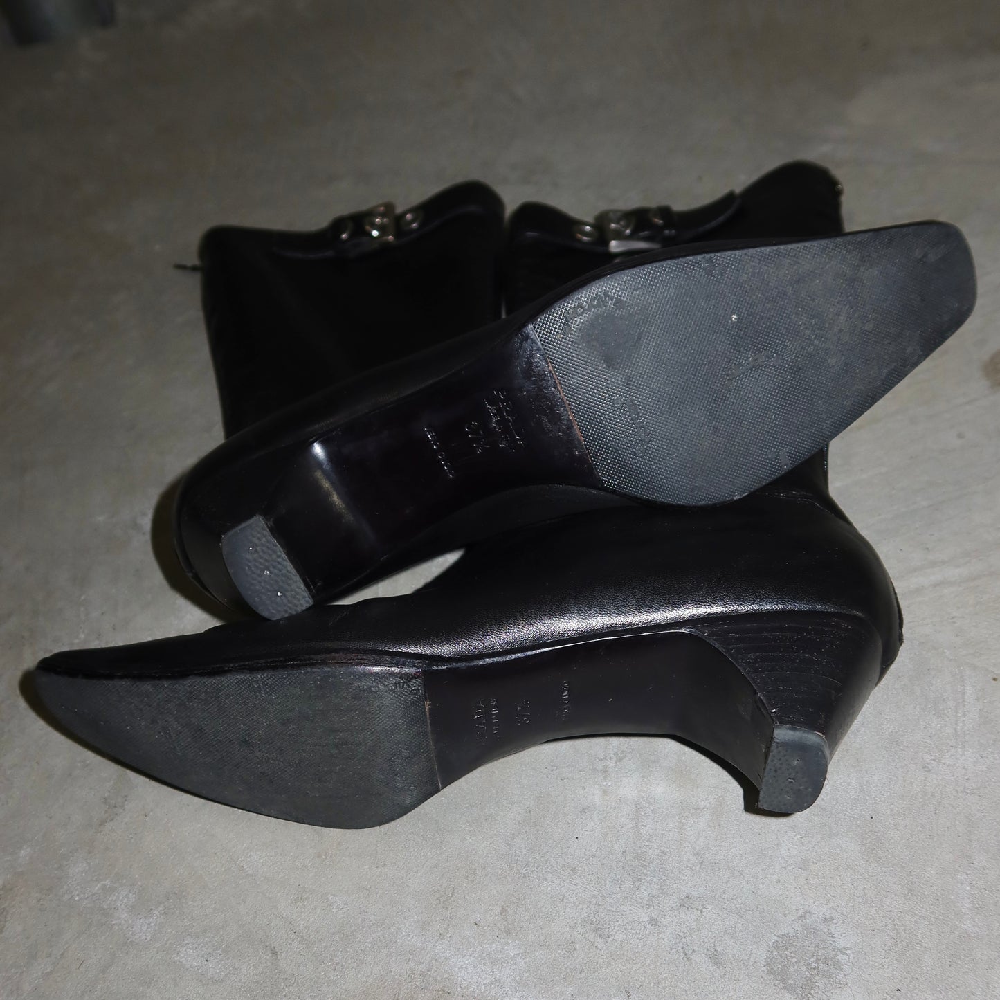 Prada Square Toe Heeled Buckle Boots (37.5)