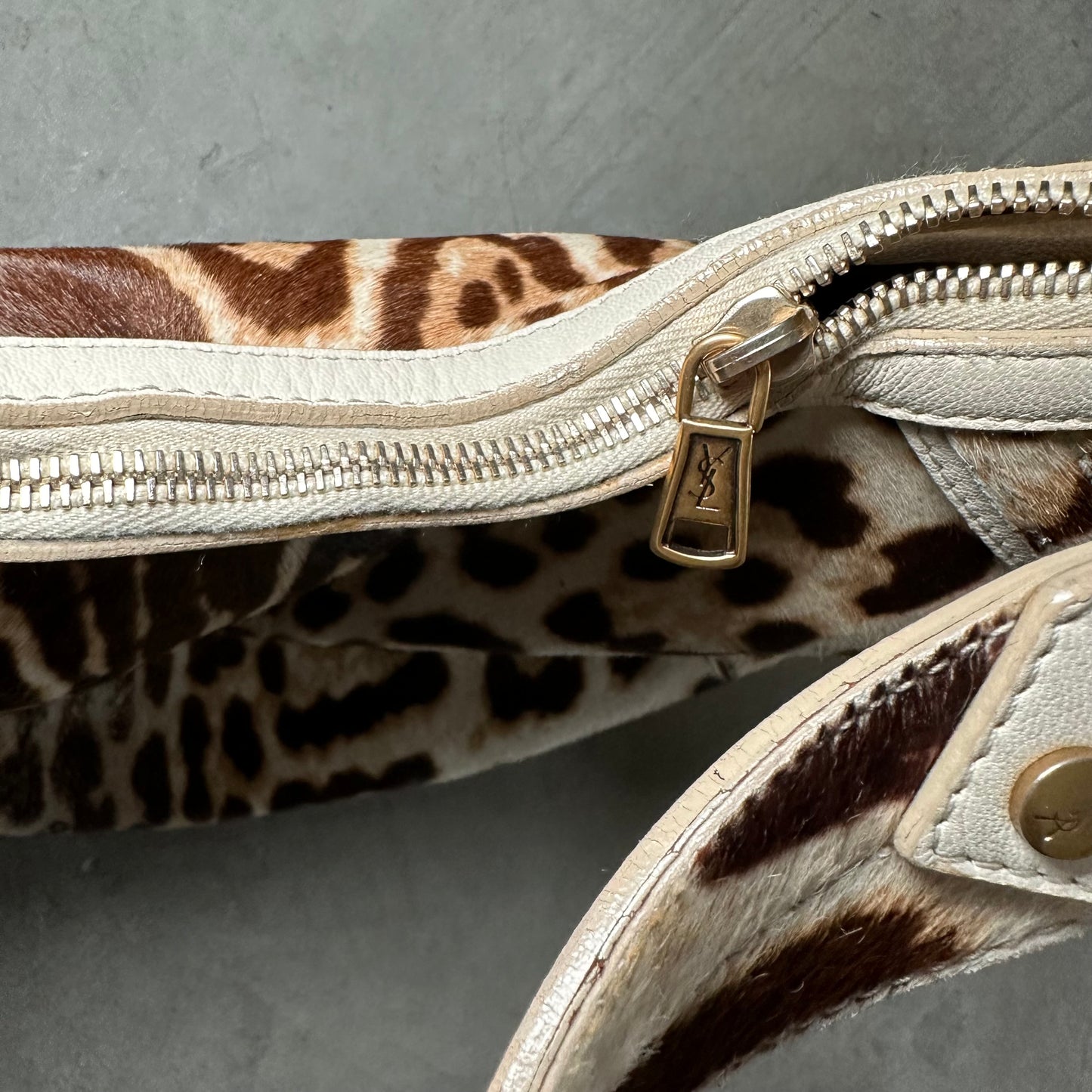 YSL Leopard Print Cowhide Crescent Bag