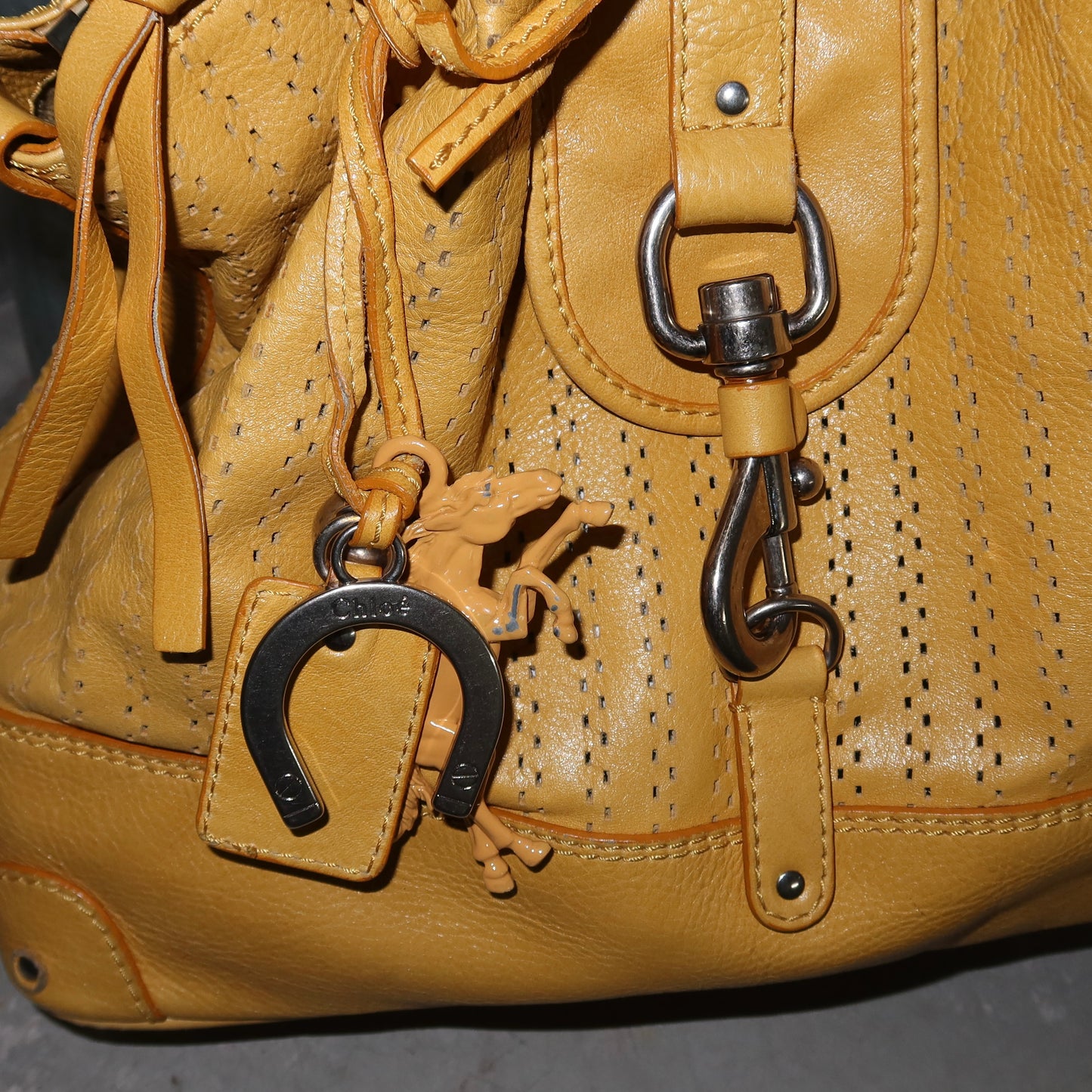 Chloé Yellow Perforated Kerala Tote Bag