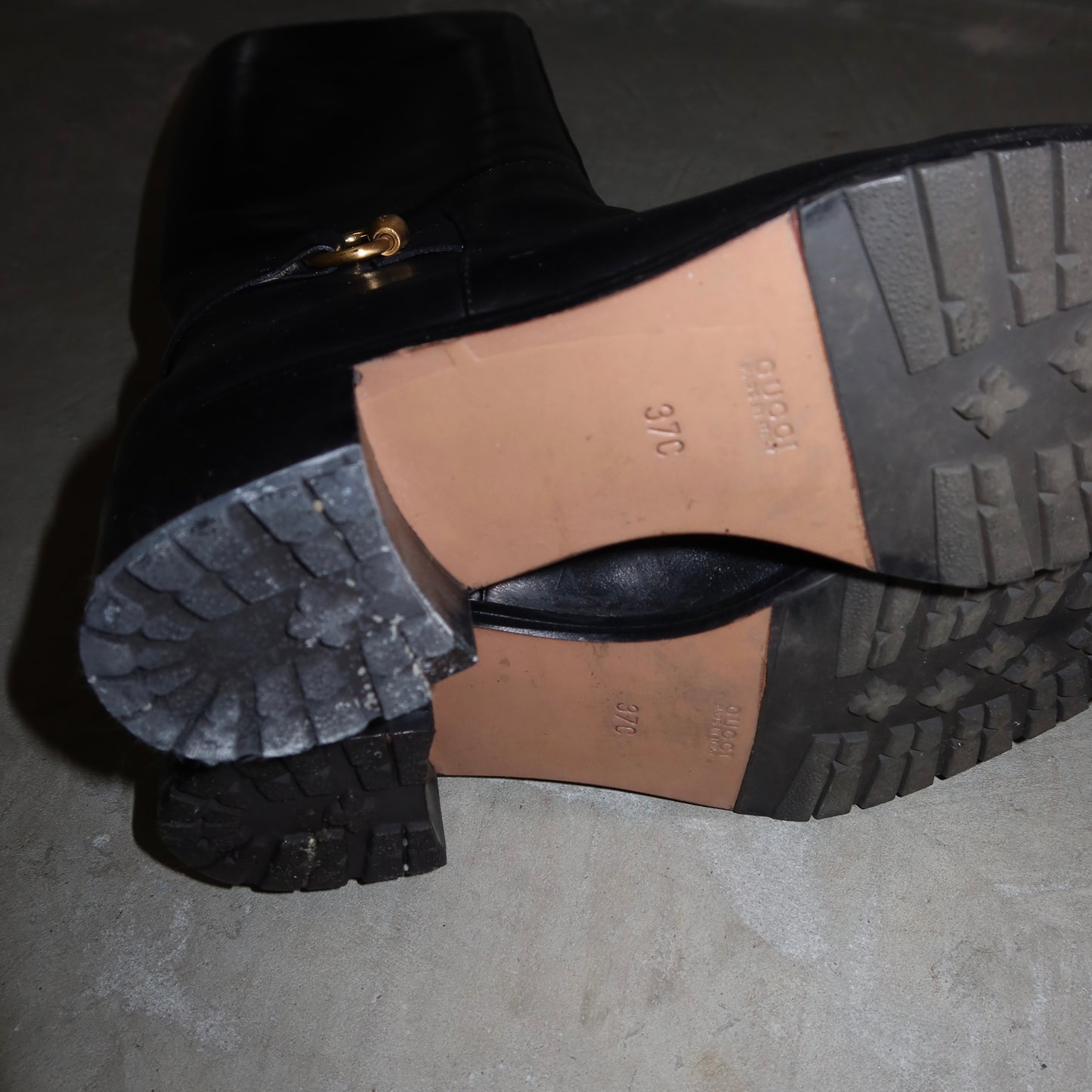 Gucci Black Leather Horsebit Boots (37)