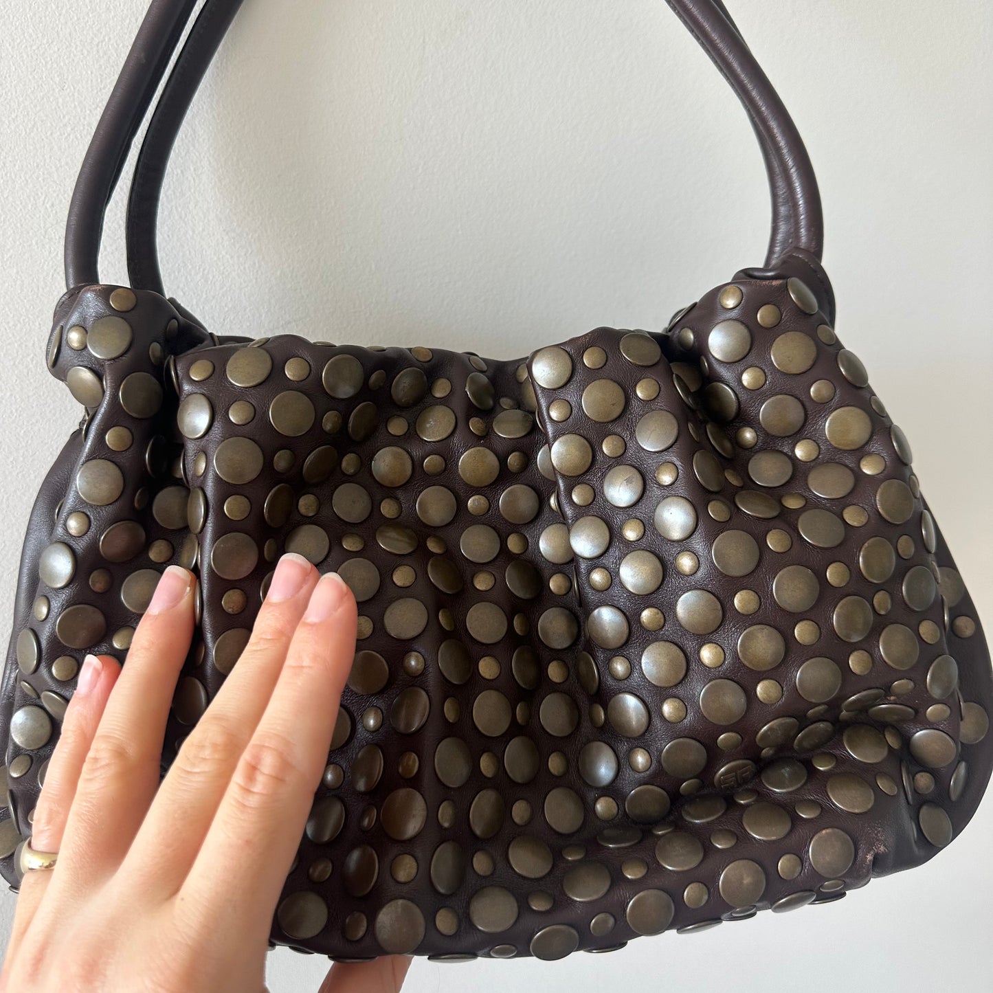 Sonia Rykiel Small Brown Leather Domino Bag