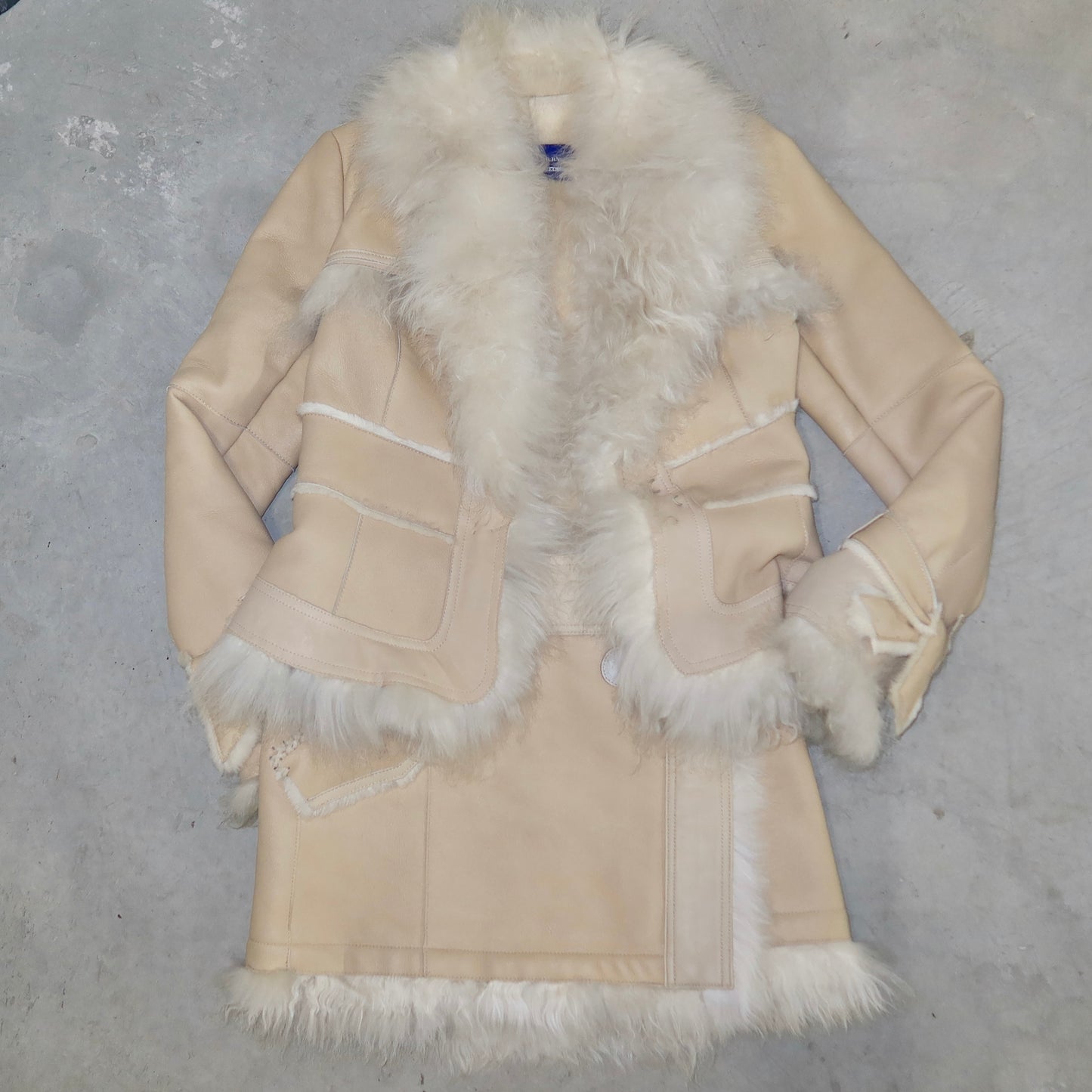 Burberry Shearling Coat and Skirt Set