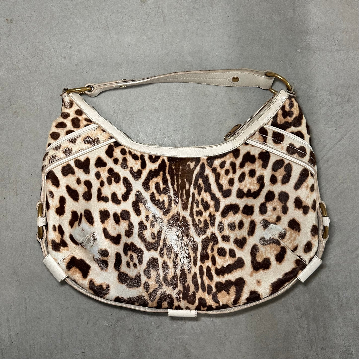 YSL Leopard Print Cowhide Crescent Bag