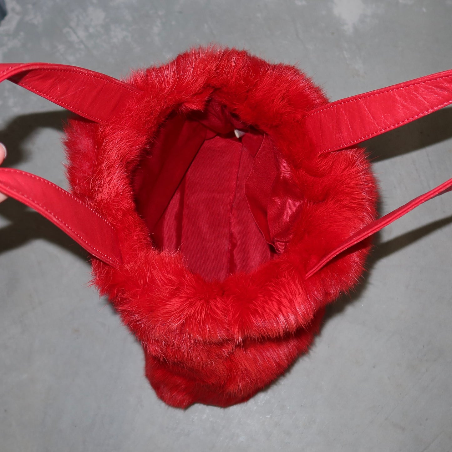 Vintage Red Rabbit Fur Bag