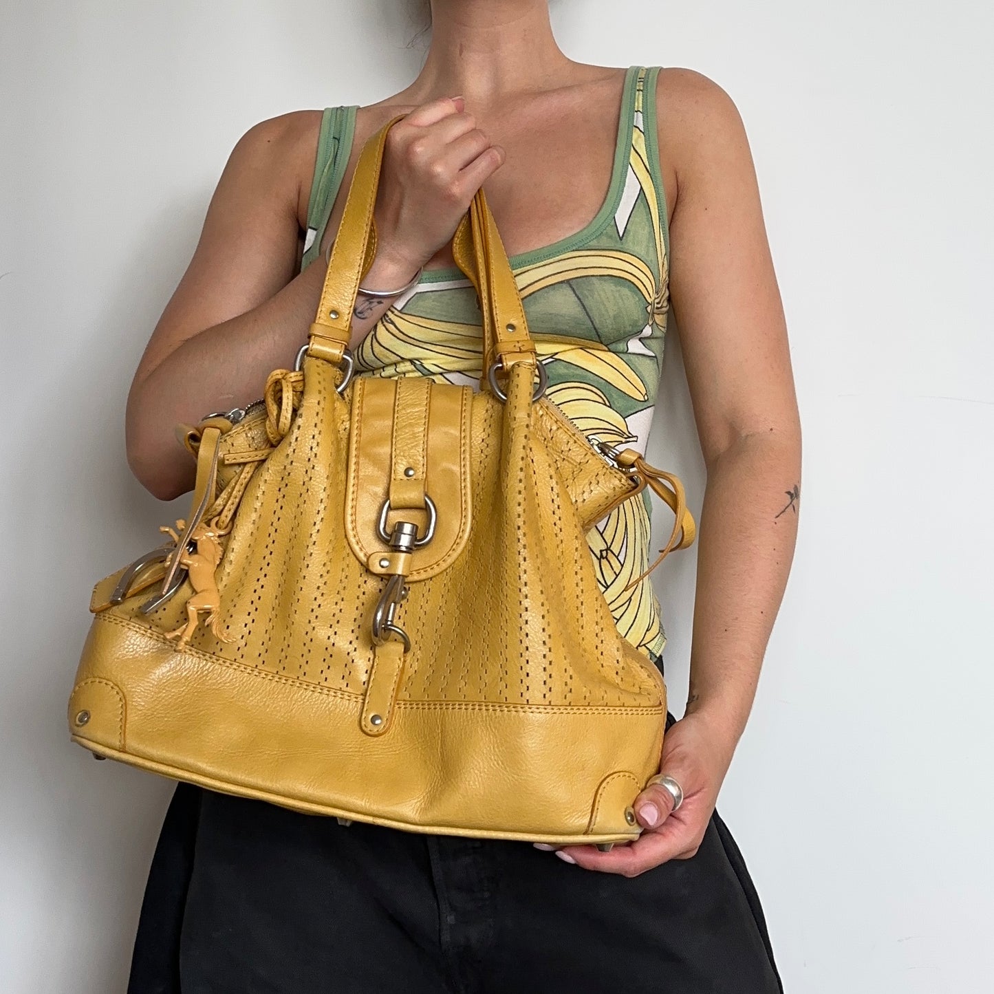 Chloé Yellow Perforated Kerala Tote Bag