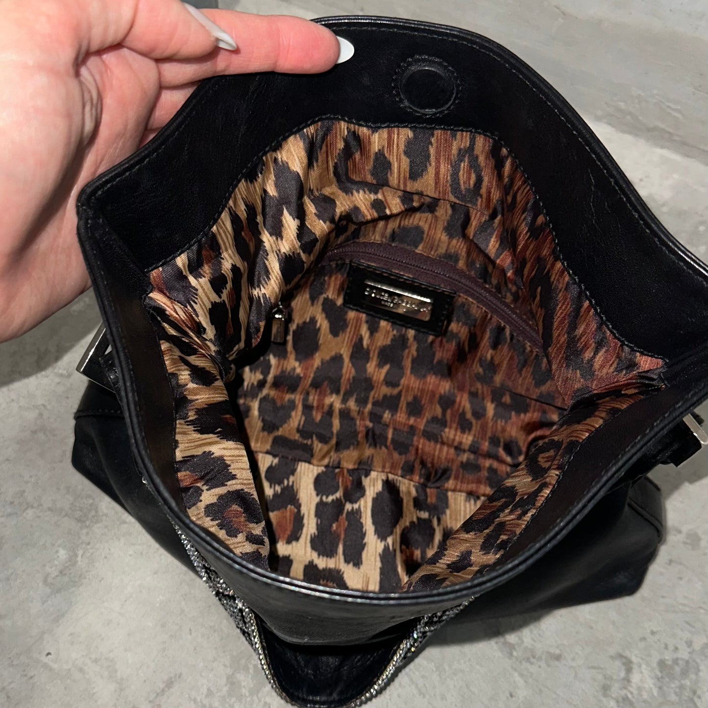 Dolce & Gabbana Rhinestone Handle Leather Bag