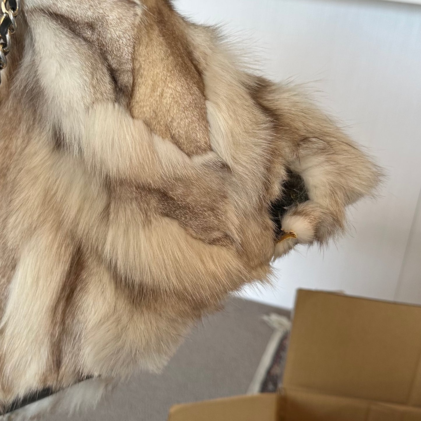 Vintage Italian White Fox Fur Bag