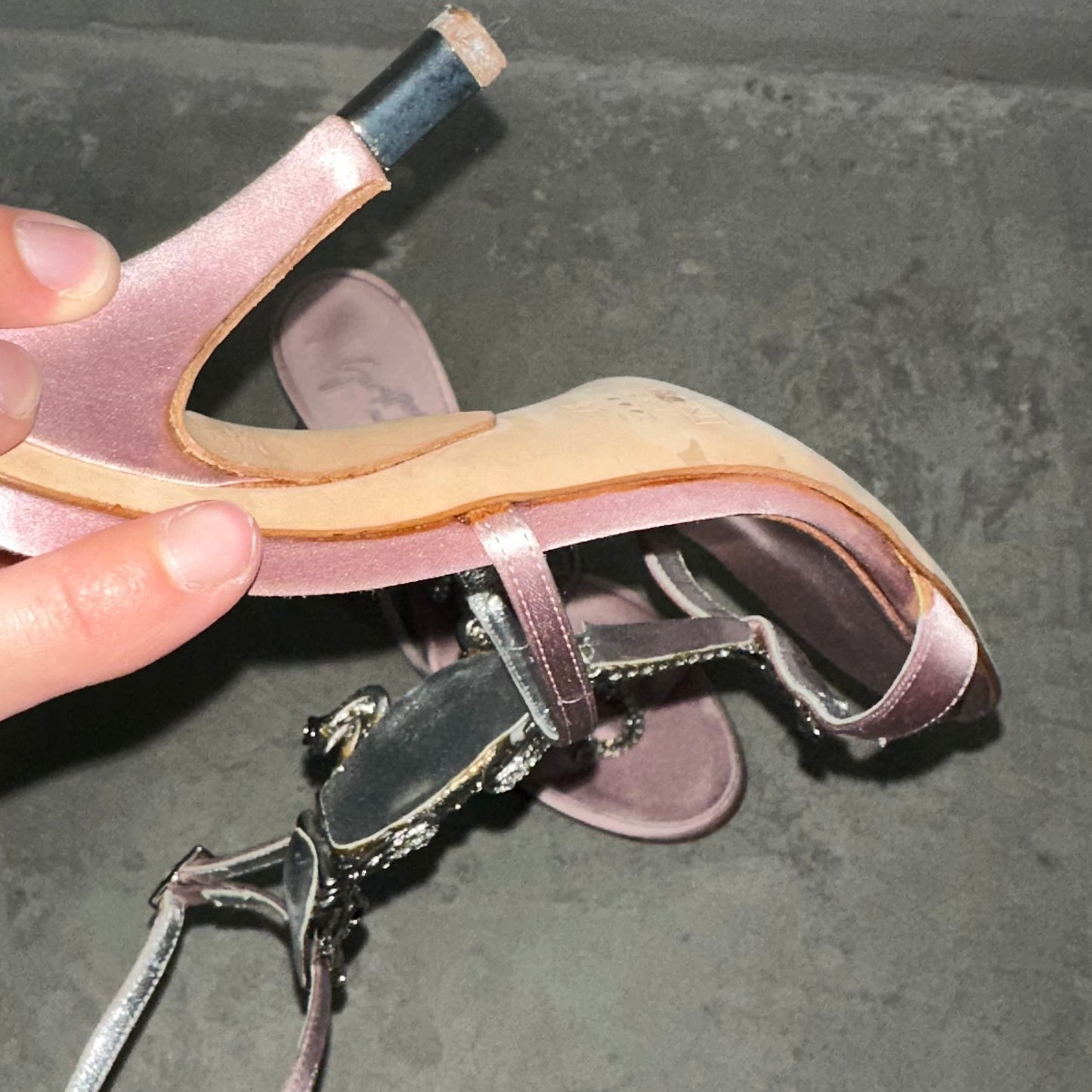 Giuseppe Zanotti Pink Satin Crocodile Heels (37)