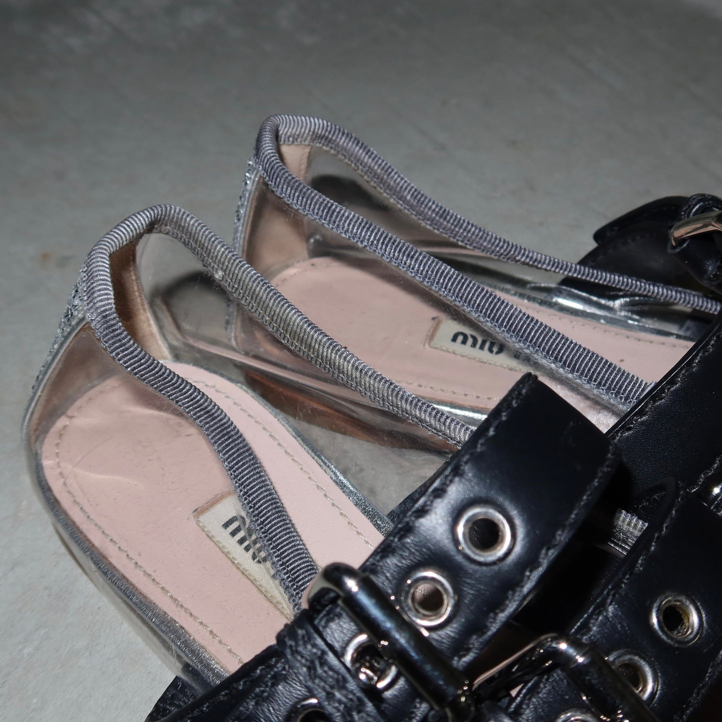 Miu Miu Perspex and Glitter Ballet Flats (37.5)