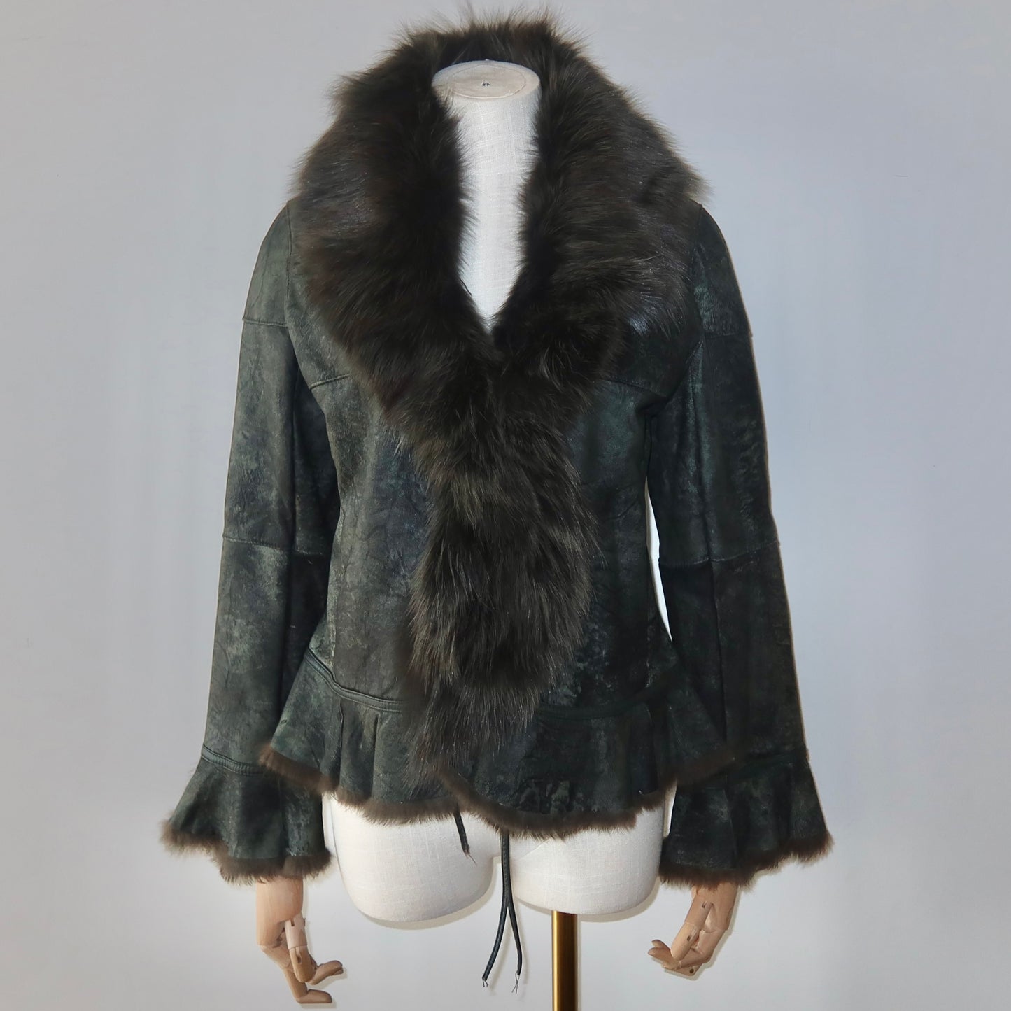 Vintage Green Fur and Leather Jacket