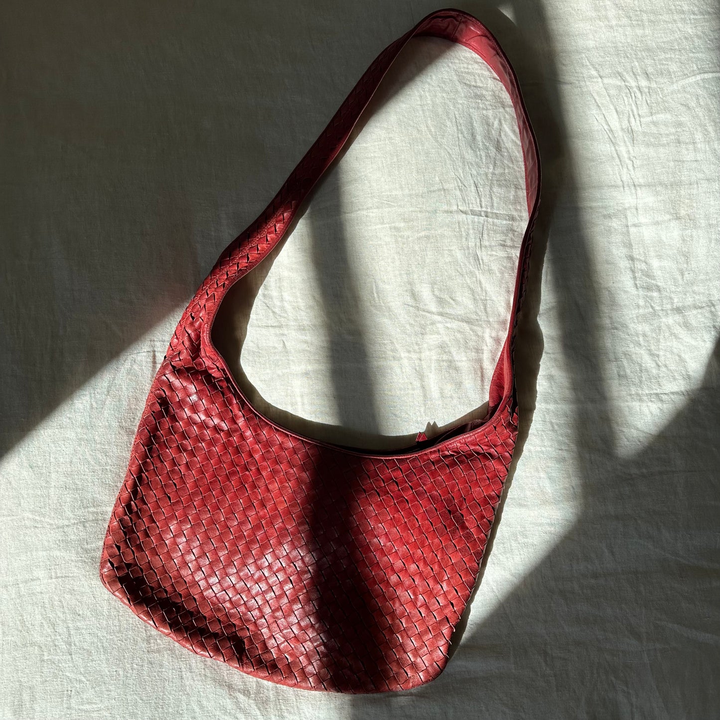Bottega Veneta Red Intrecciato Crossbody Hobo