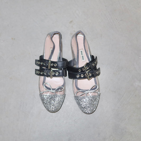 Miu Miu Perspex and Glitter Ballet Flats (37.5)