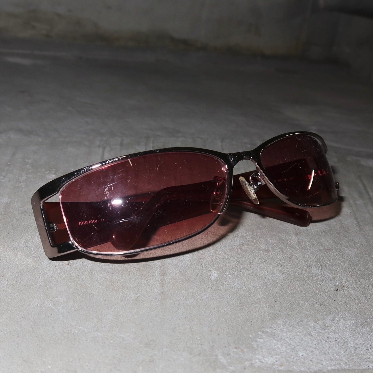 Miu Miu Pink Tinted and Silver Sunglasses