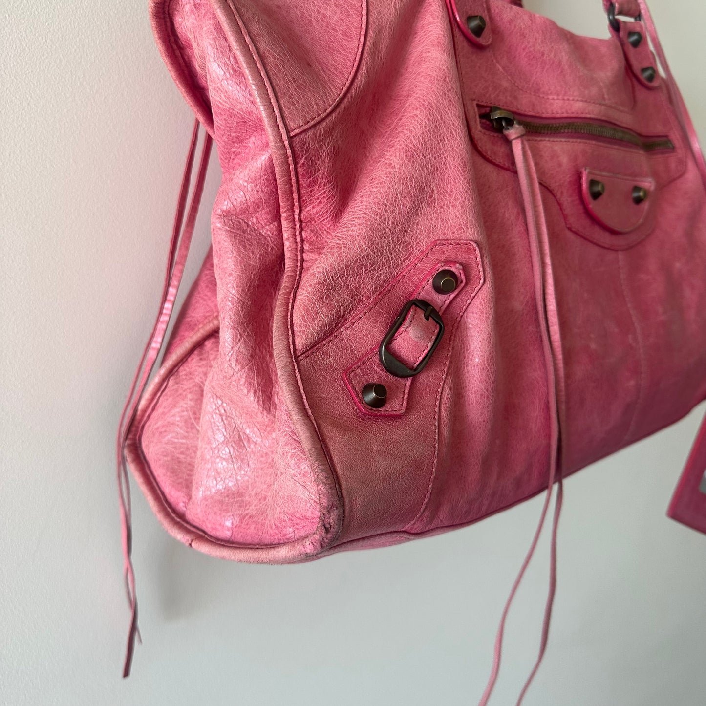 Balenciaga ‘Sunday’ Oversized Motorcycle Bag in Hot Pink
