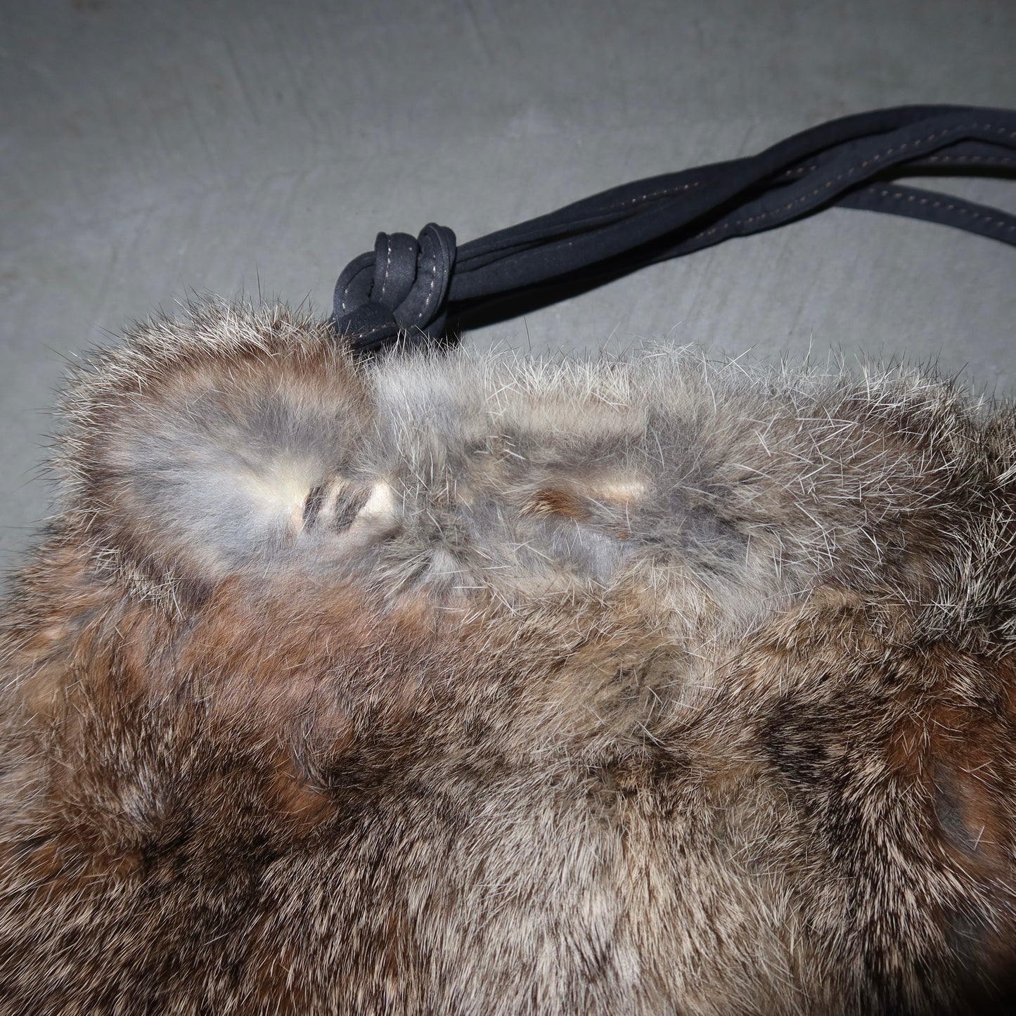 Vintage Grey Rabbit Fur Bag