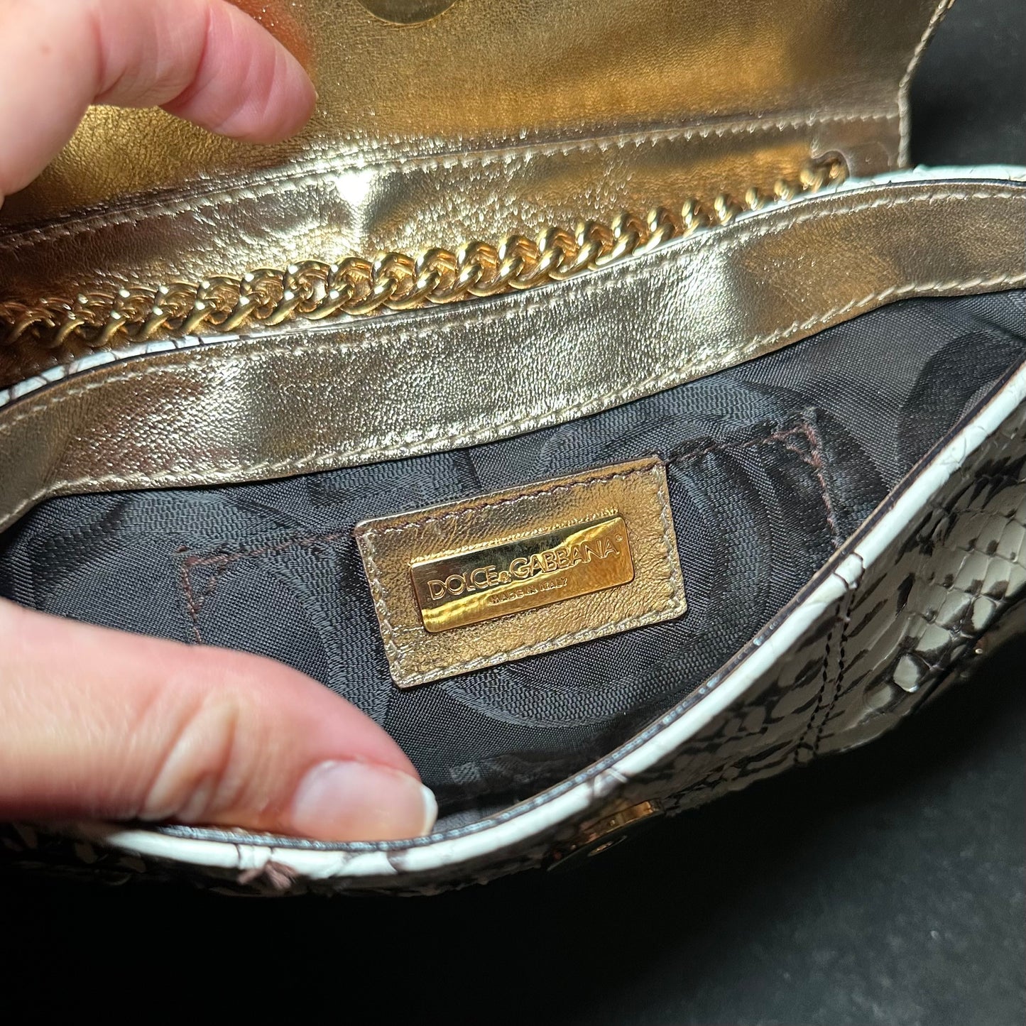 Dolce & Gabbana Python Flap Front Shoulder Bag