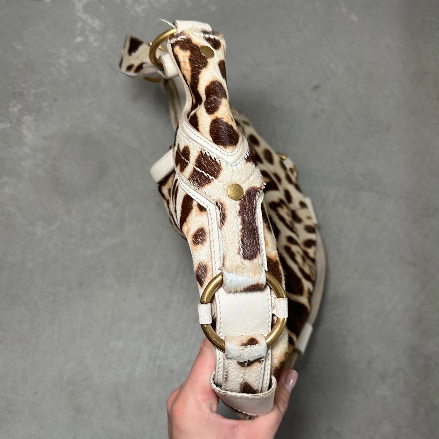 YSL Leopard Print Cowhide Crescent Bag