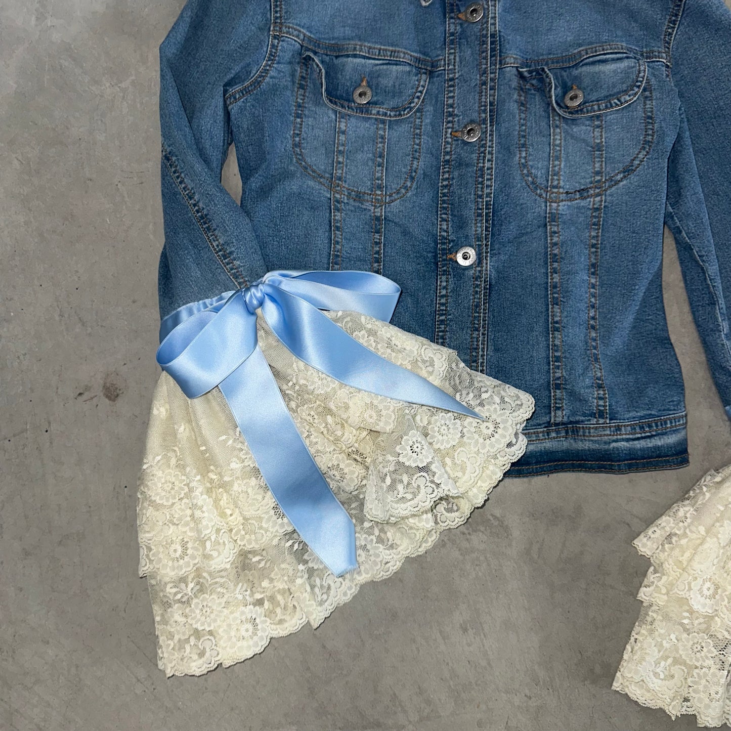 D&G SS2000 Lace Sleeve Denim Jacket