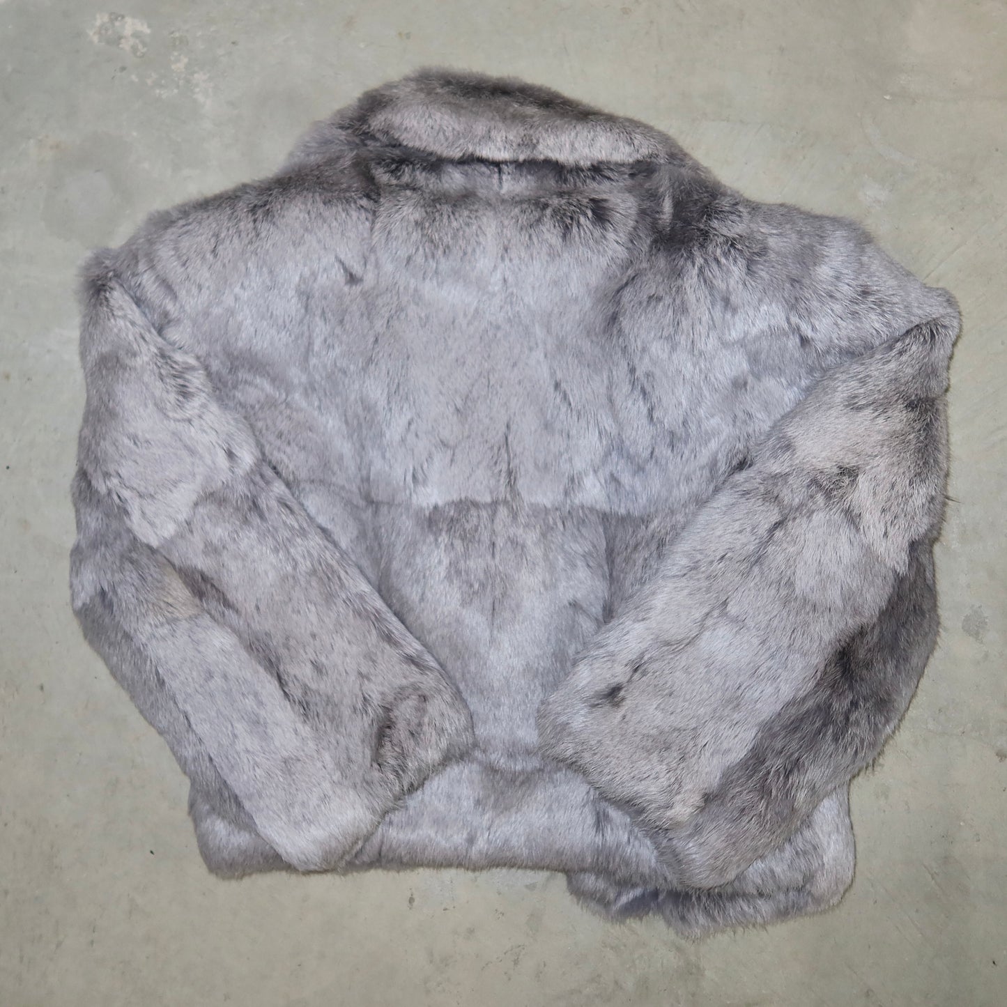 Vintage Grey Oversized Rabbit Fur Jacket