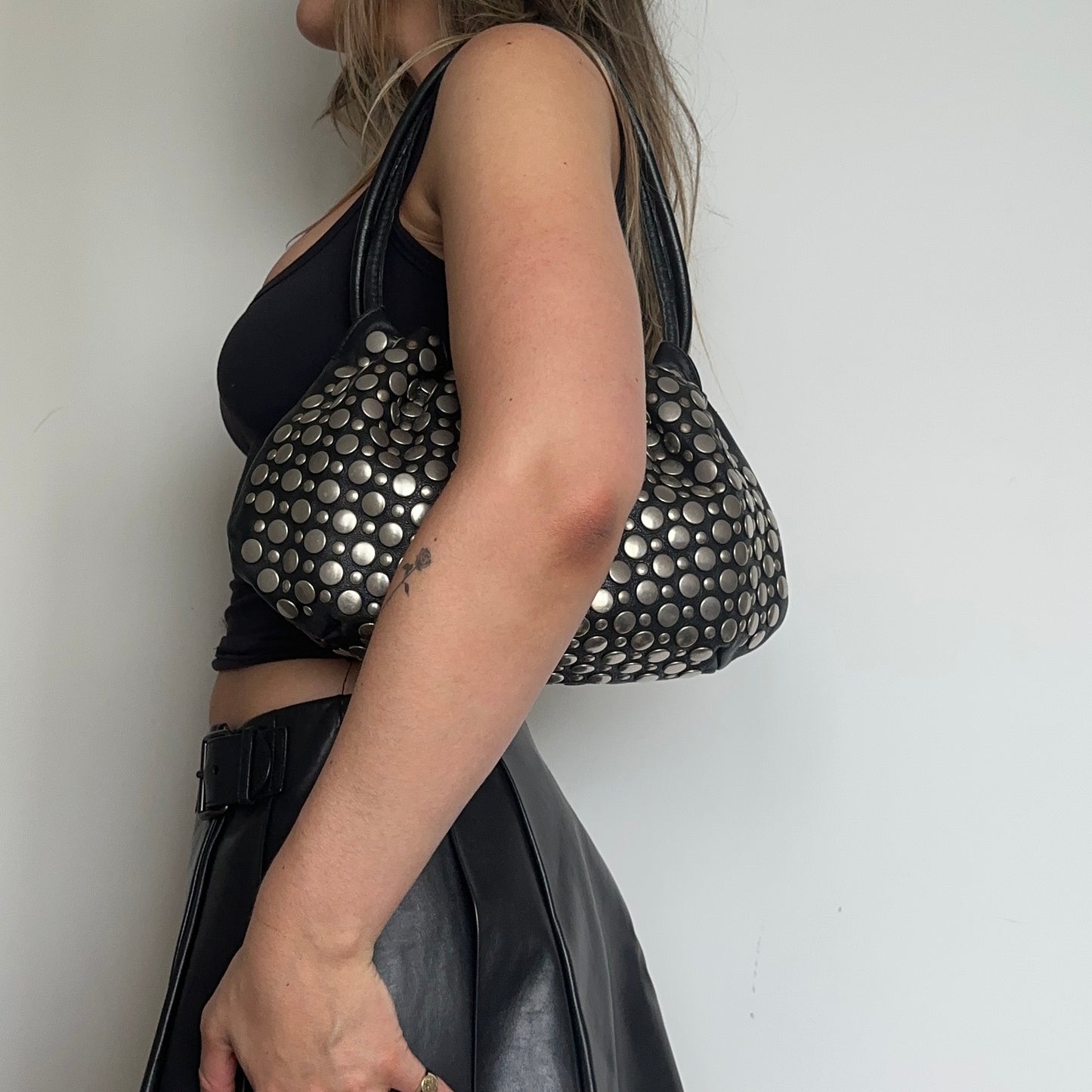 Sonia Rykiel Black and Silver Domino Bag