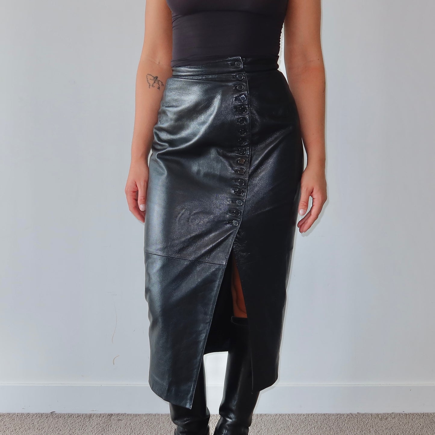 Norma Kamali Leather Skirt