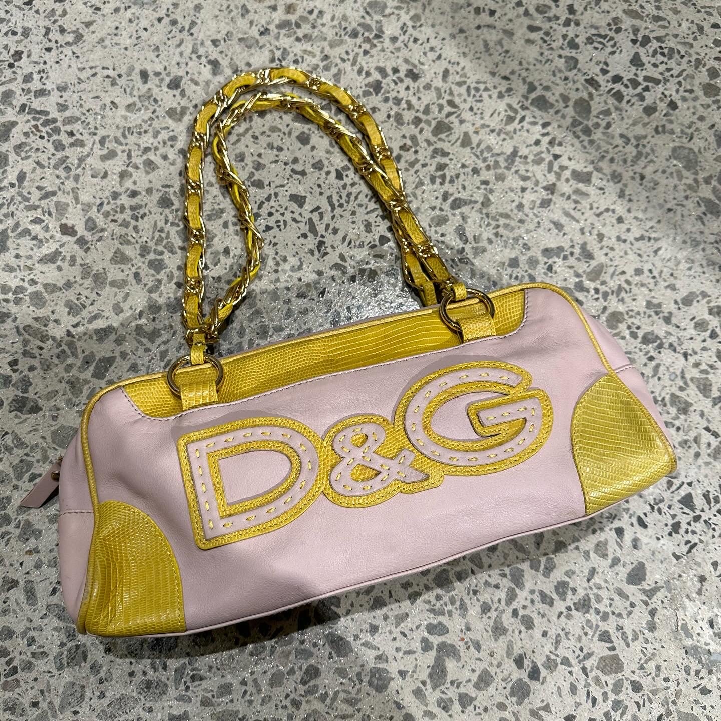 D&G Pink and Yellow Chain Handle Logo Bag