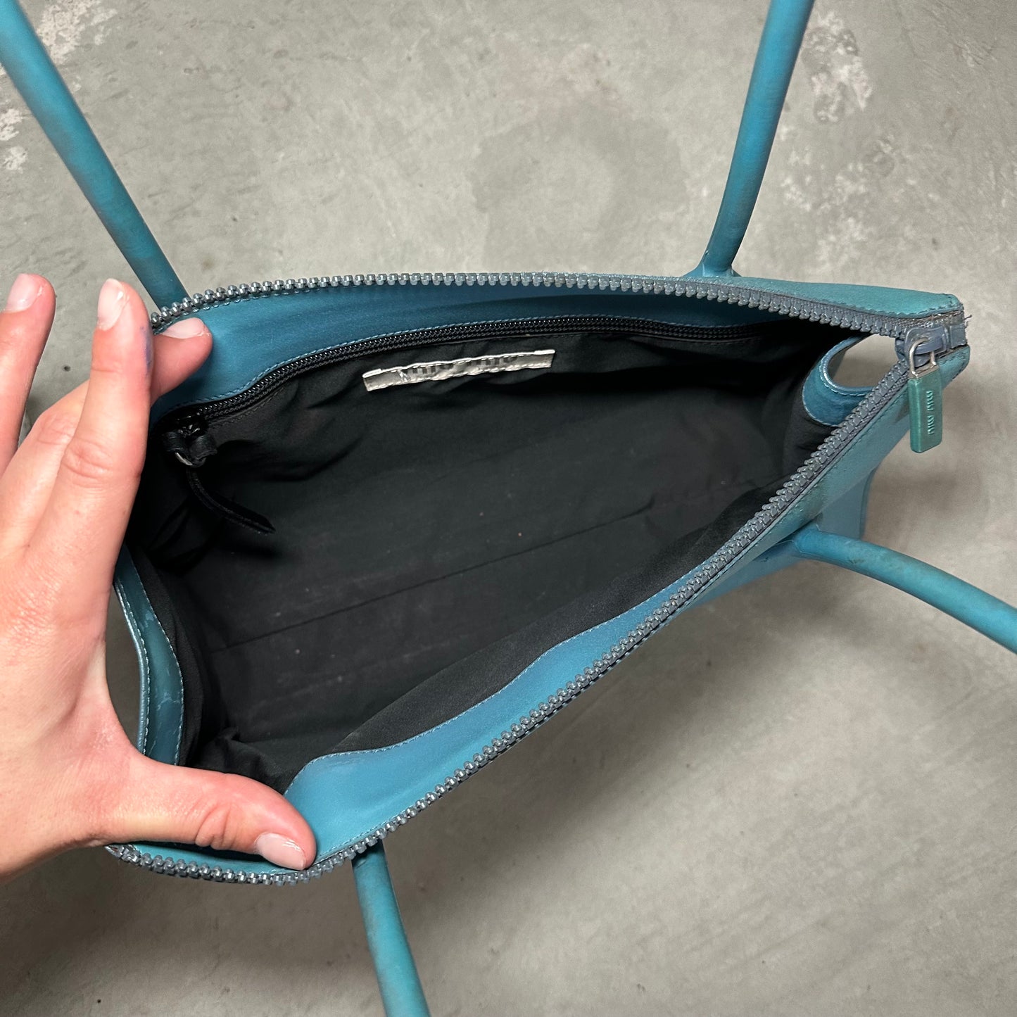 Miu Miu Rare Archive Embossed Blue Bag