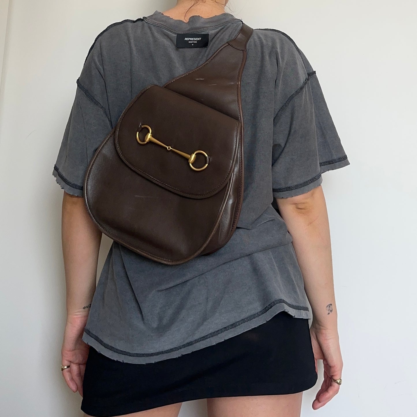 Gucci Brown Leather Horse-Bit Crossbody