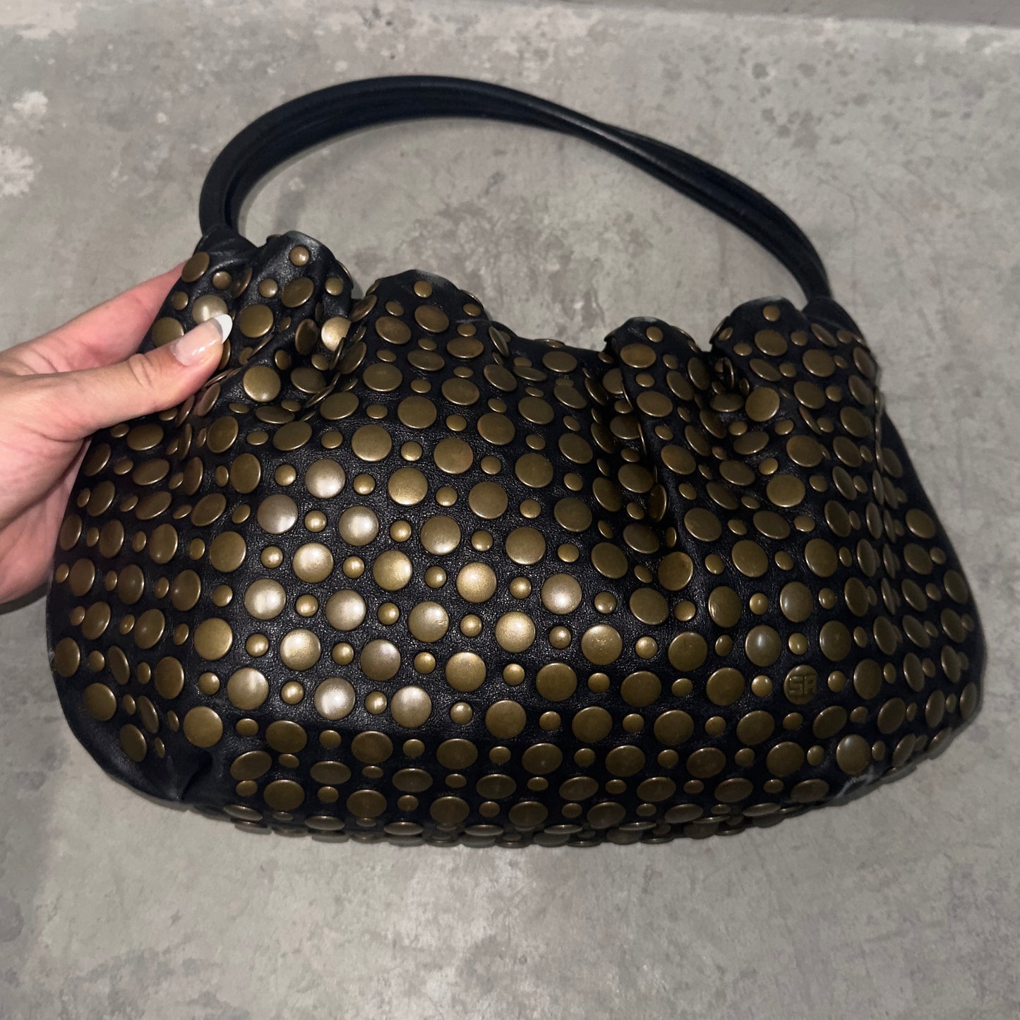 Sonia Rykiel Black Domino Bag with Bronze Studs