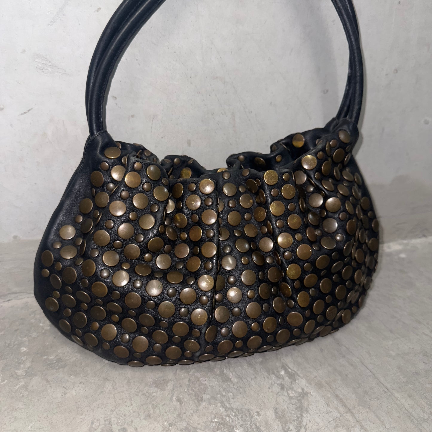 Sonia Rykiel Black Domino Bag with Bronze Studs