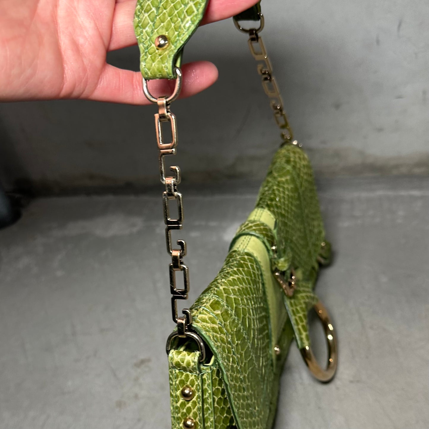 Dolce & Gabbana Flap Front FW04 Green Python Handbag