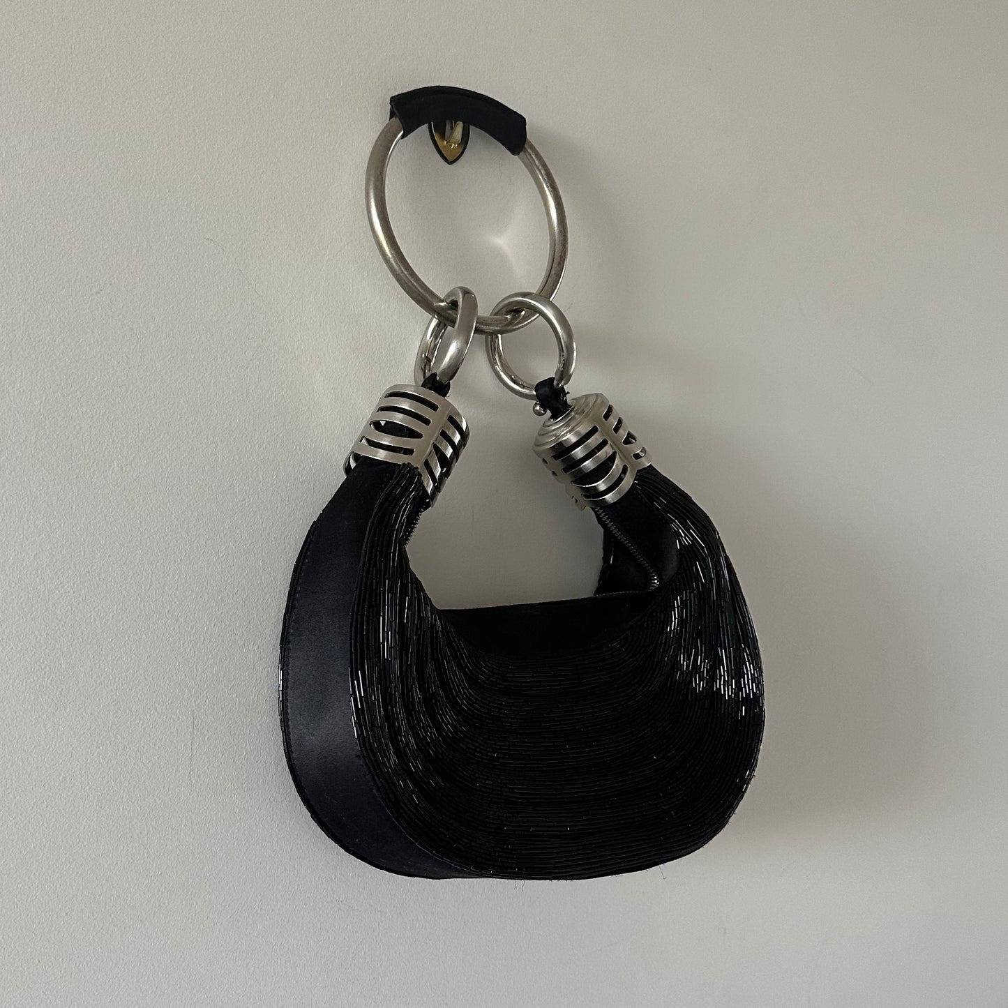Chloe Large Black Sequin Bracelet Bag