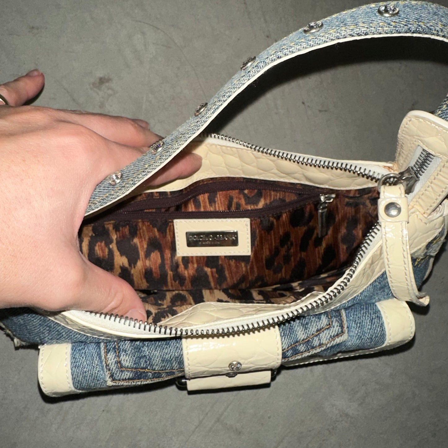 Dolce & Gabbana Denim Flap Front Shoulder Bag