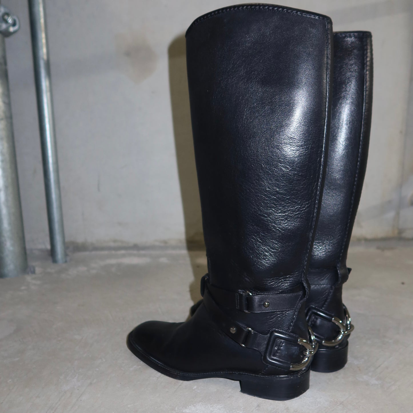 Celine Black Leather Horse-Bit Boots (37)