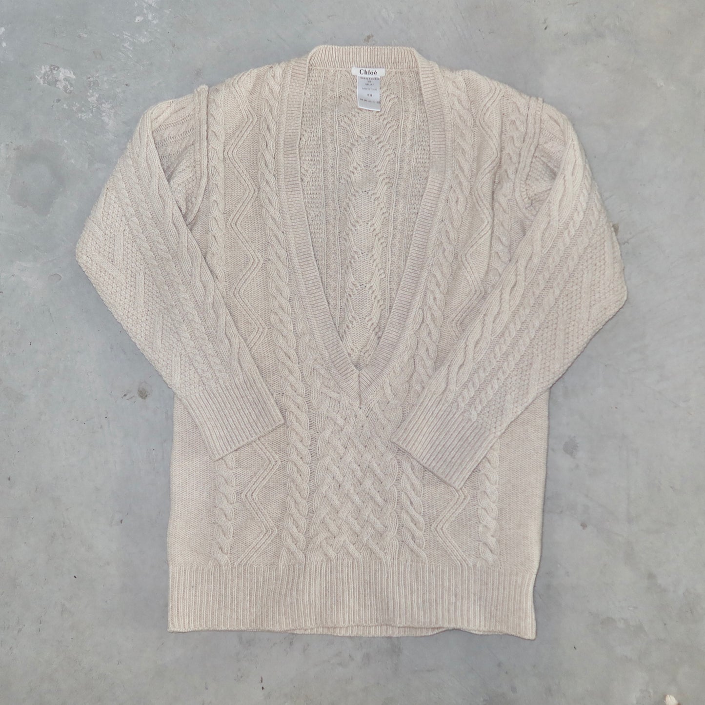 Chloé AW2004 Cable Knit Deep V Jumper