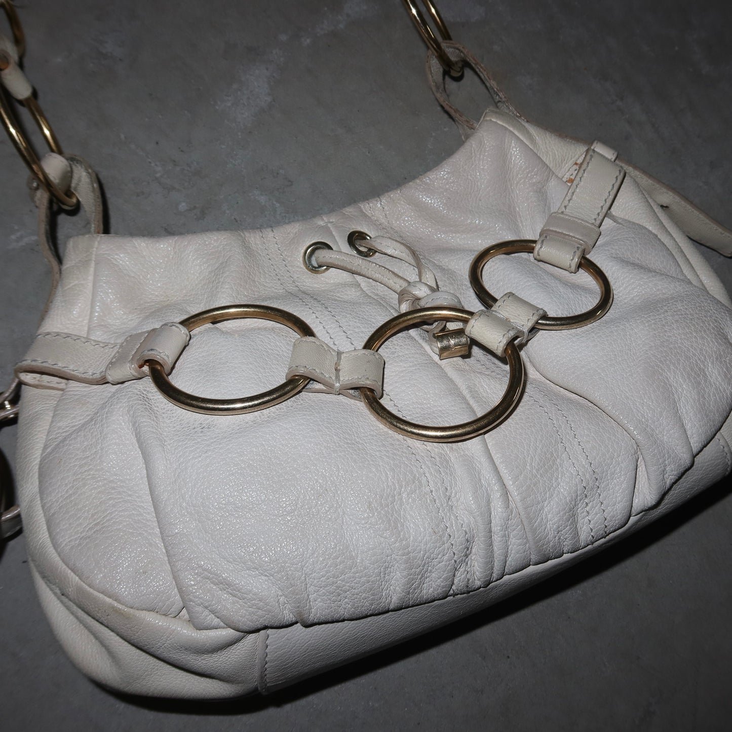 YSL White Saharienne Bag