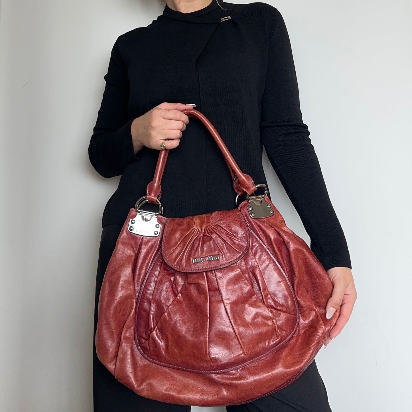Miu Miu Oversized Rust Leather Bag