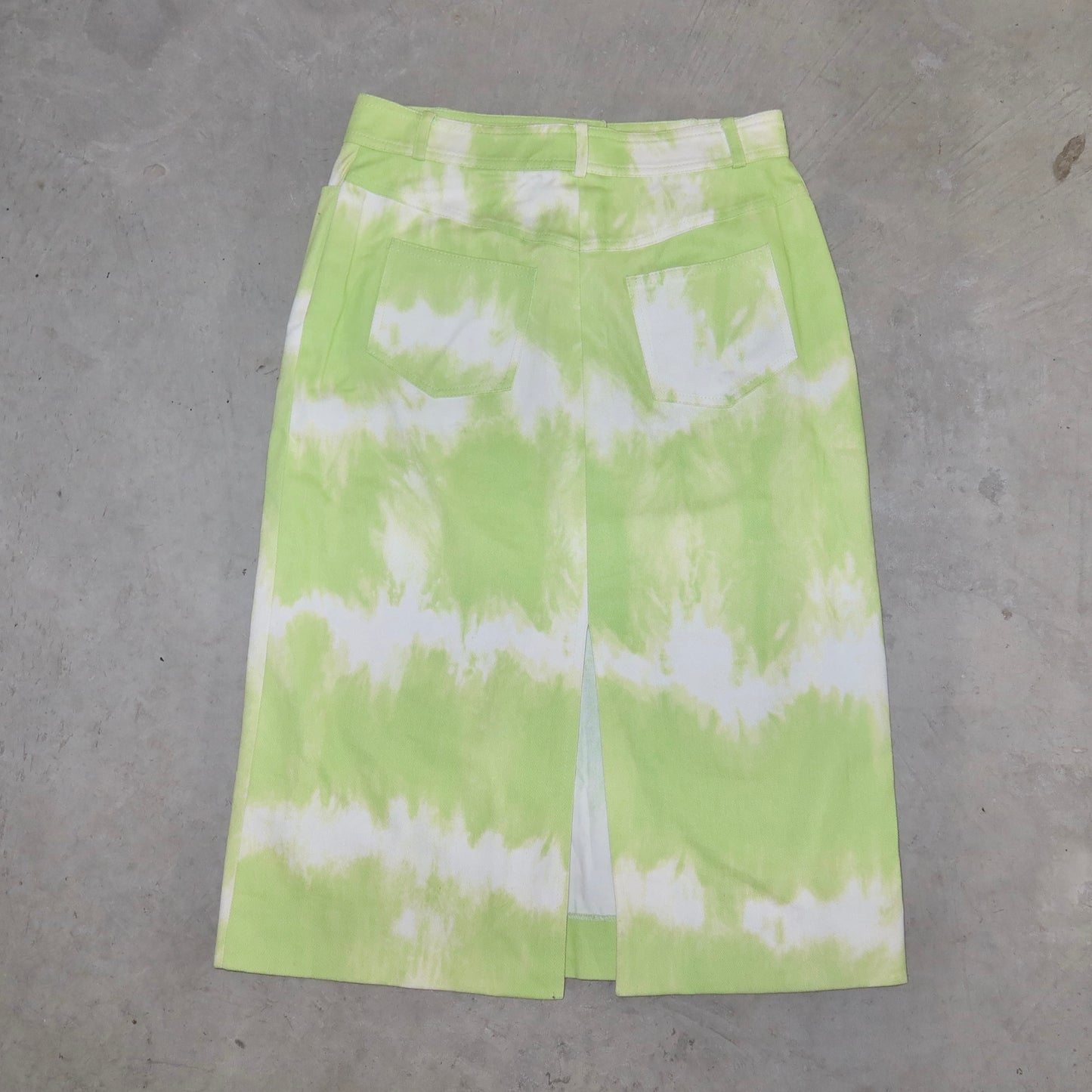 Celine SS2000 Green Tie Dye Denim Skirt
