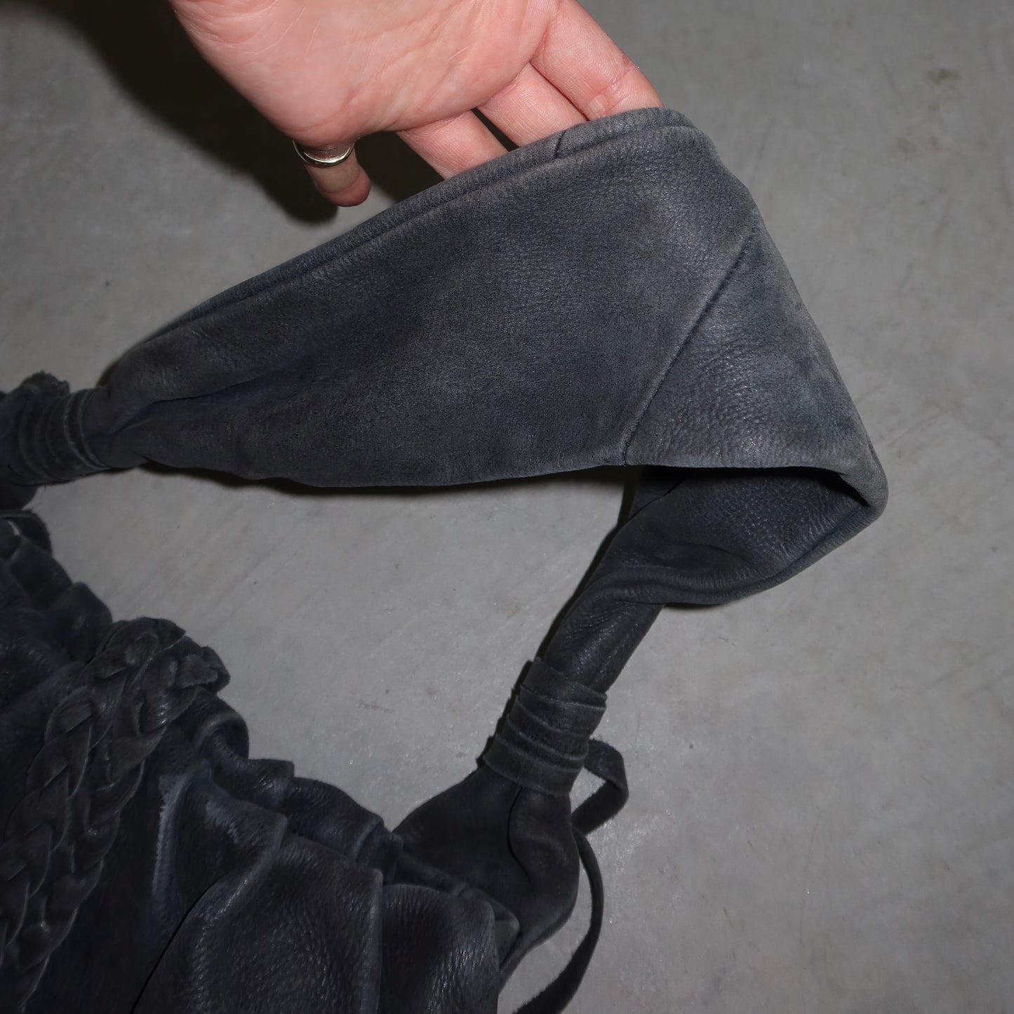 Vintage Japanese Leather Bag with Horn