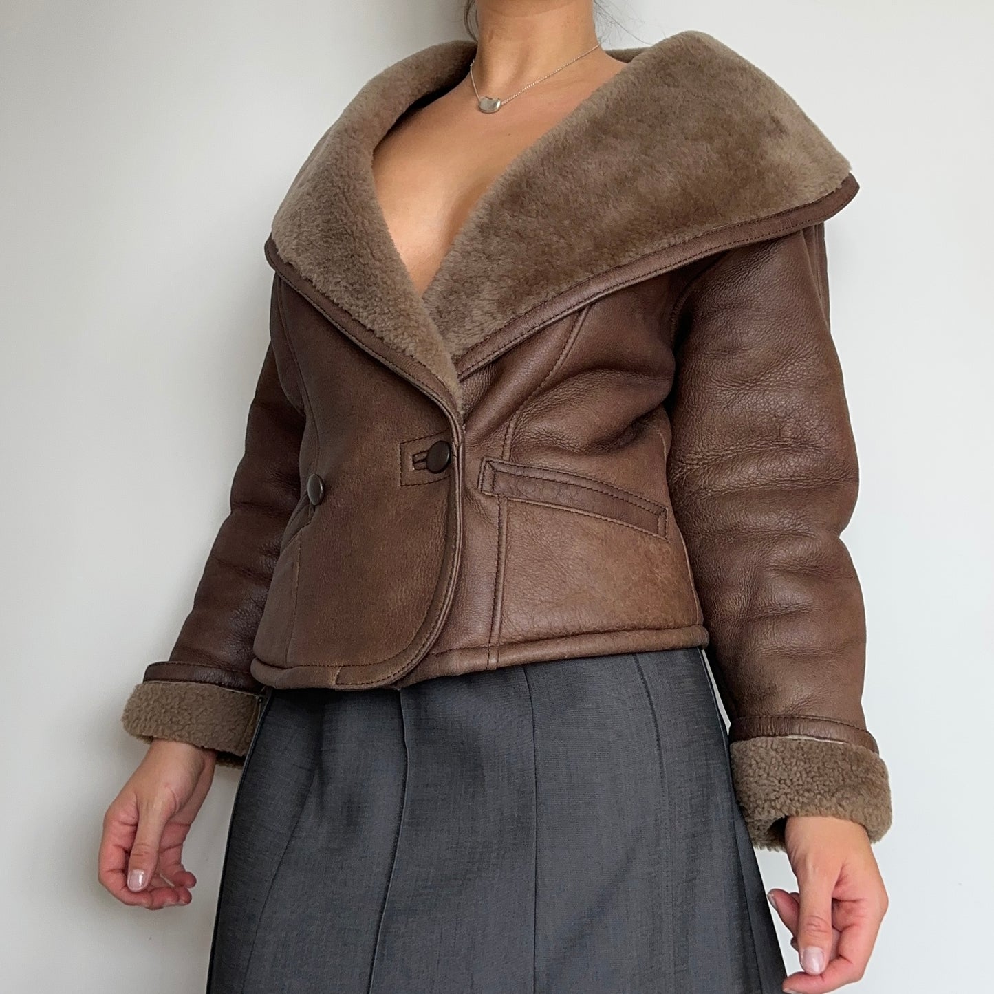 Blumarine Leather Shearling Jacket