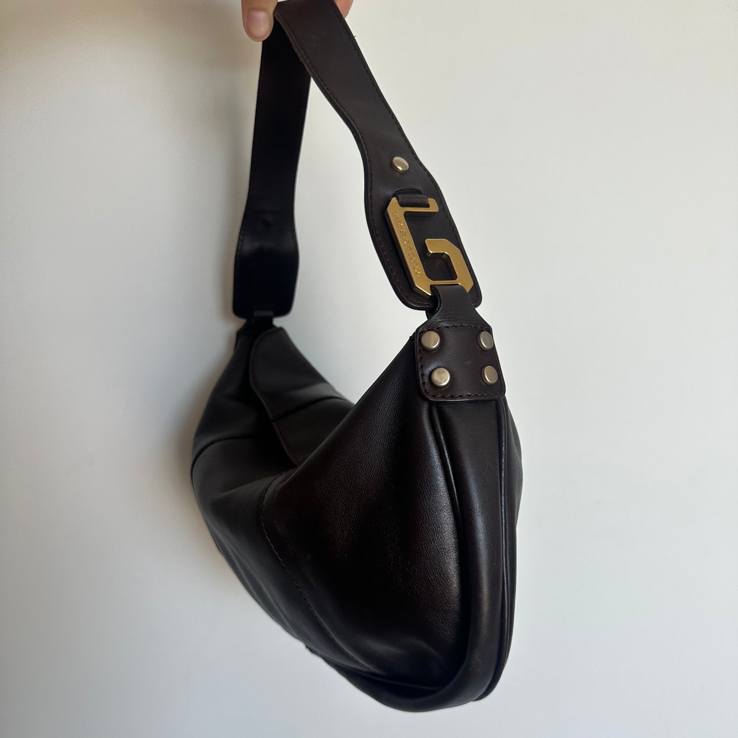 Dolce & Gabbana Brown Leather Slouchy Bag with Gold Hardware