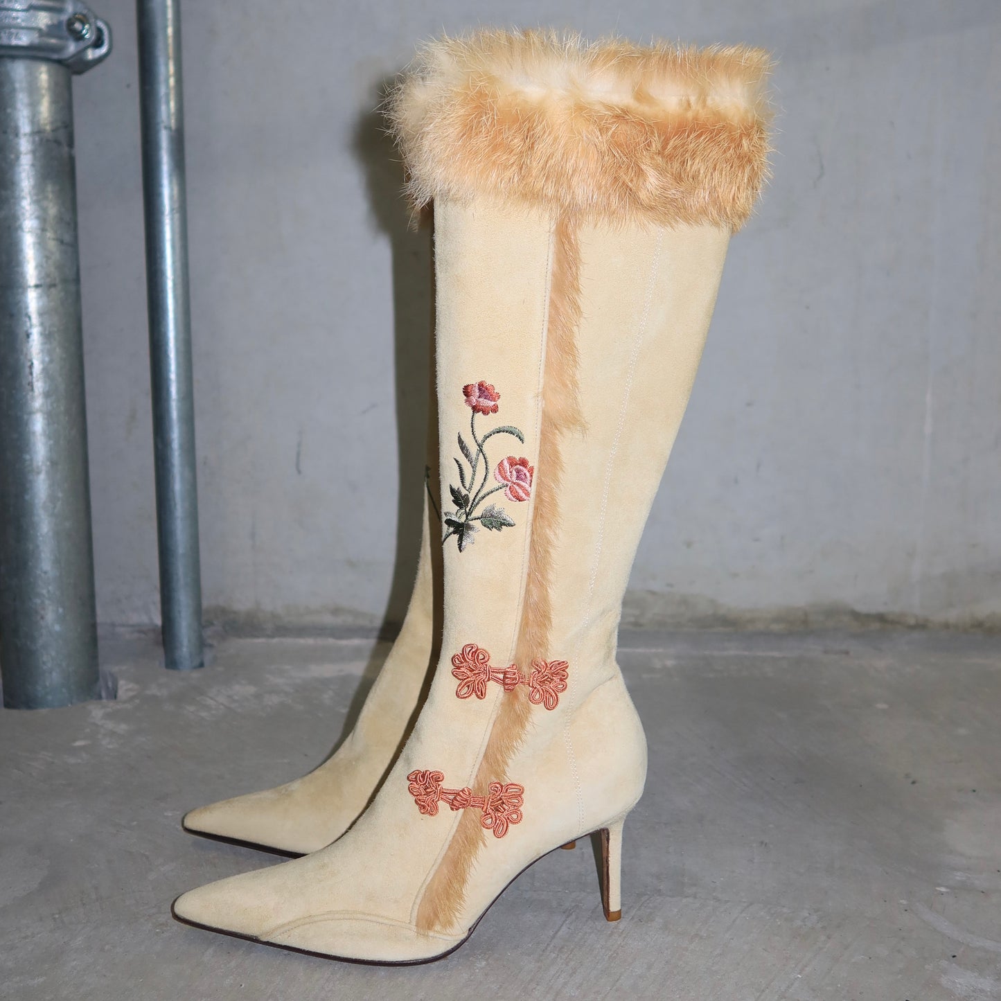 John Galliano AW2002 Suede and Fur Boots (35.5)