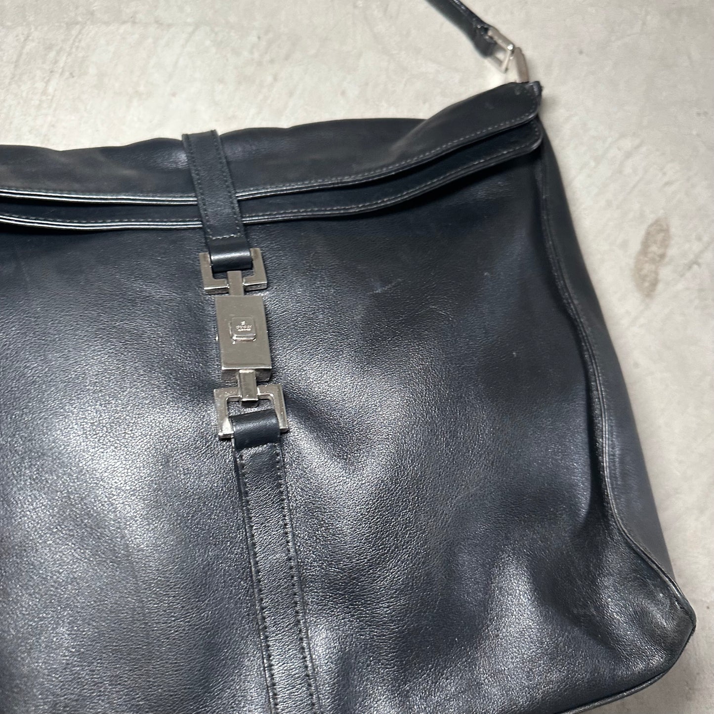 Gucci Square Black Leather Jackie Bag