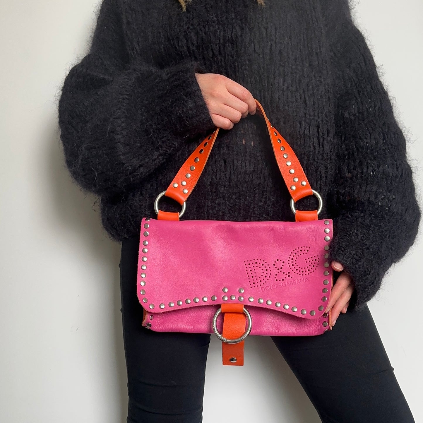 D&G Pink and Orange Leather Shoulder Bag