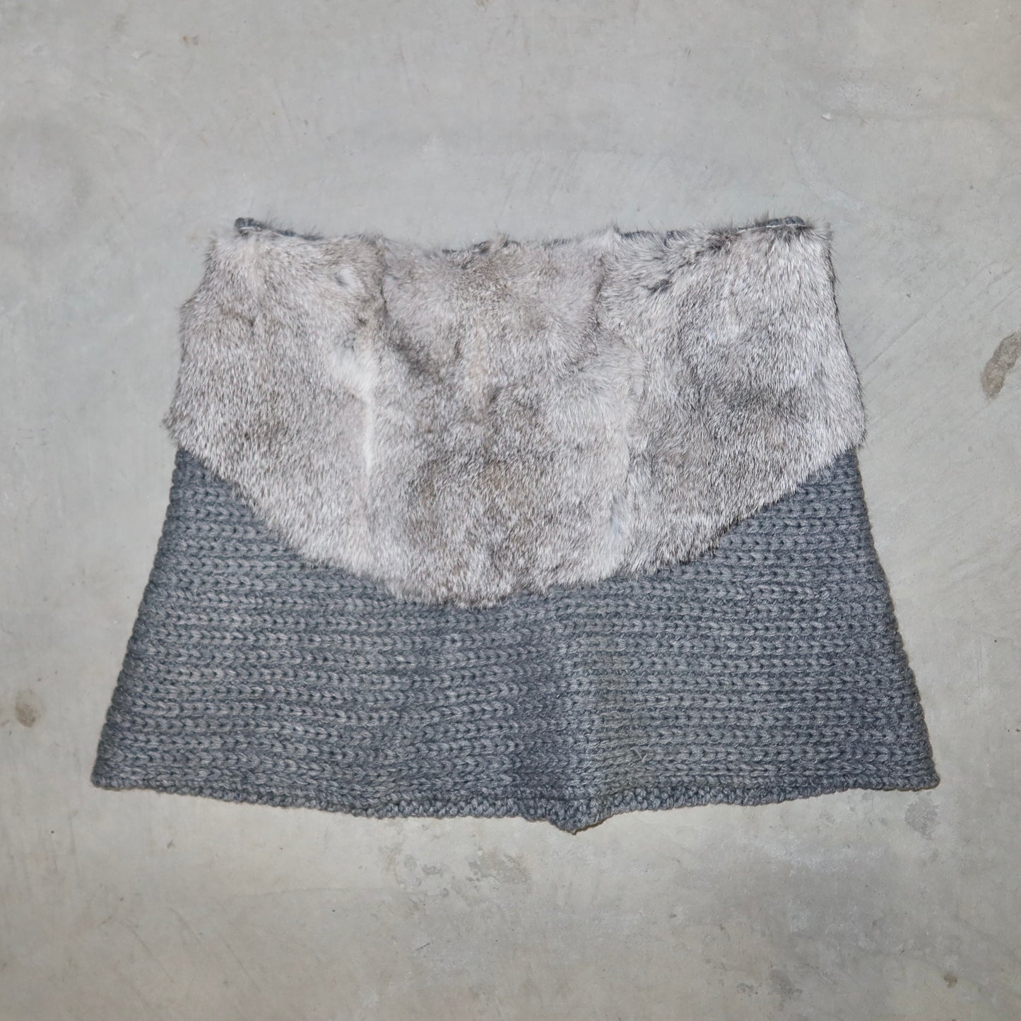 Vintage Cable Knit and Rabbit Fur Skirt
