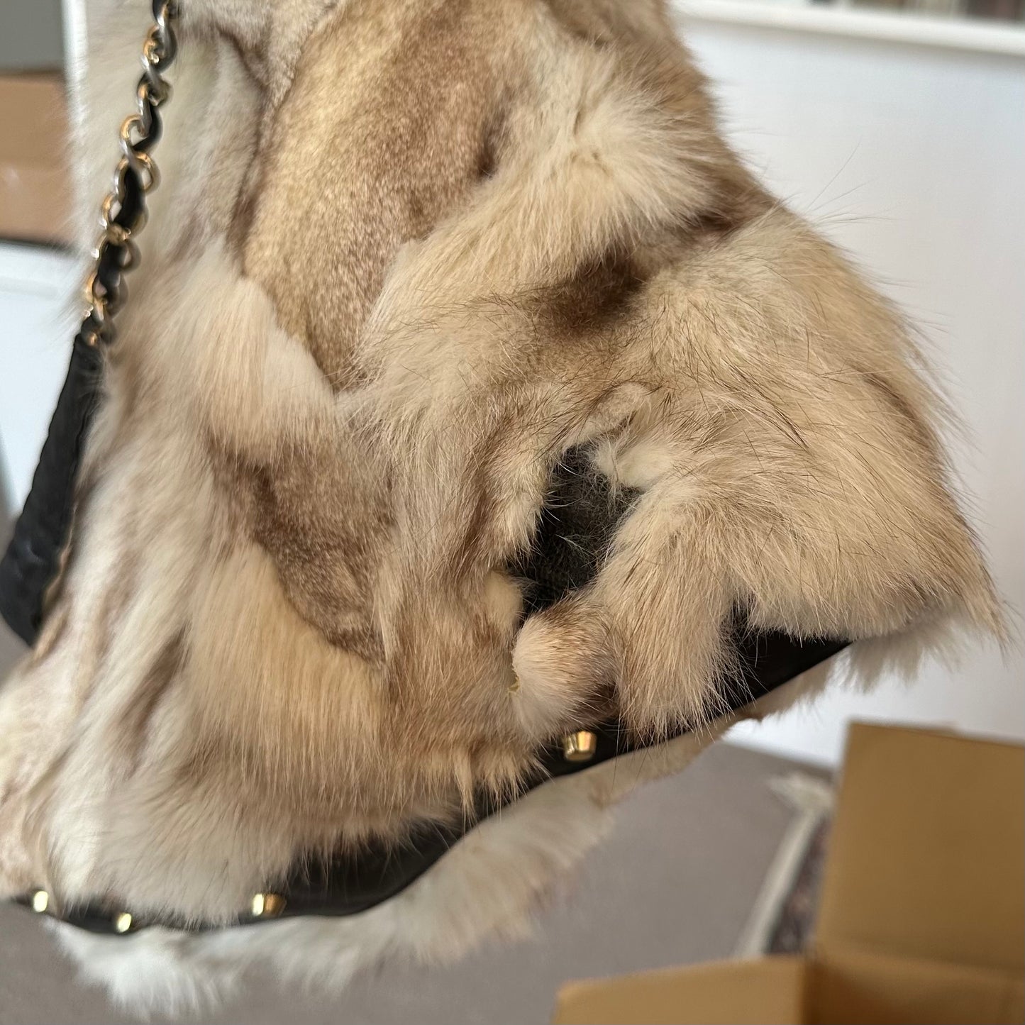 Vintage Italian White Fox Fur Bag